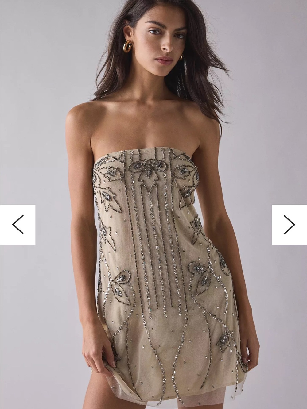 UO Spotlight Strapless Beaded Mini Dress